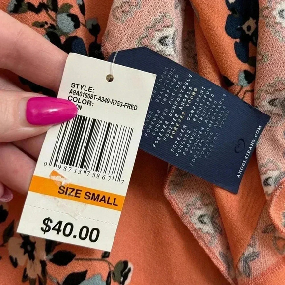 NWT Floral Blouse Top Flowy Size S Angels Forever Young Flutter Sleeve Bohemian - Picture 8 of 10